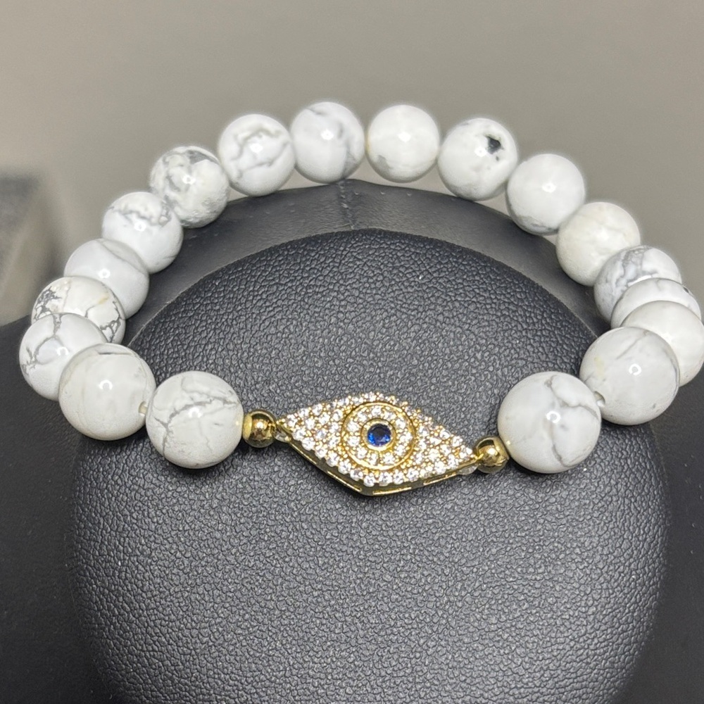 Evil Eye Rhinestone Stone Stretch Bracelet